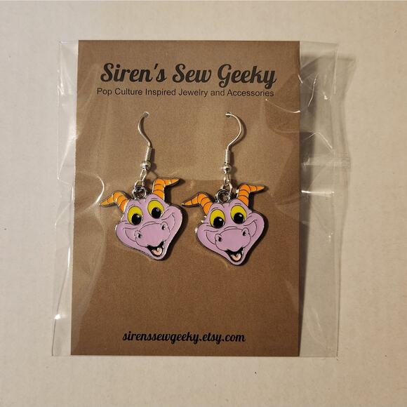 Figment Dragon Charm Earrings Disney Epcot Imagination - Picture 3 of 3